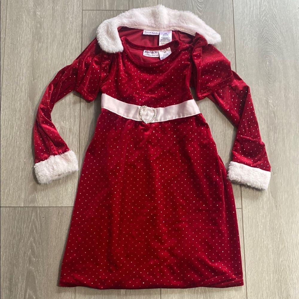Girls Red Velvet Holiday Dress Sz 5 4 4T 5T Rhinestone Blueberi Boulevard Clause